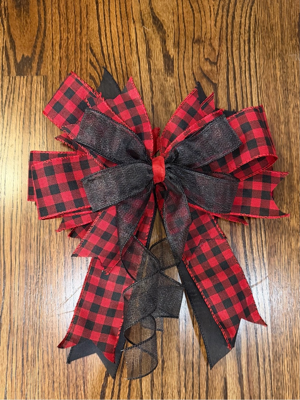 Red and Black Buffalo Plaid Decorative Bow by